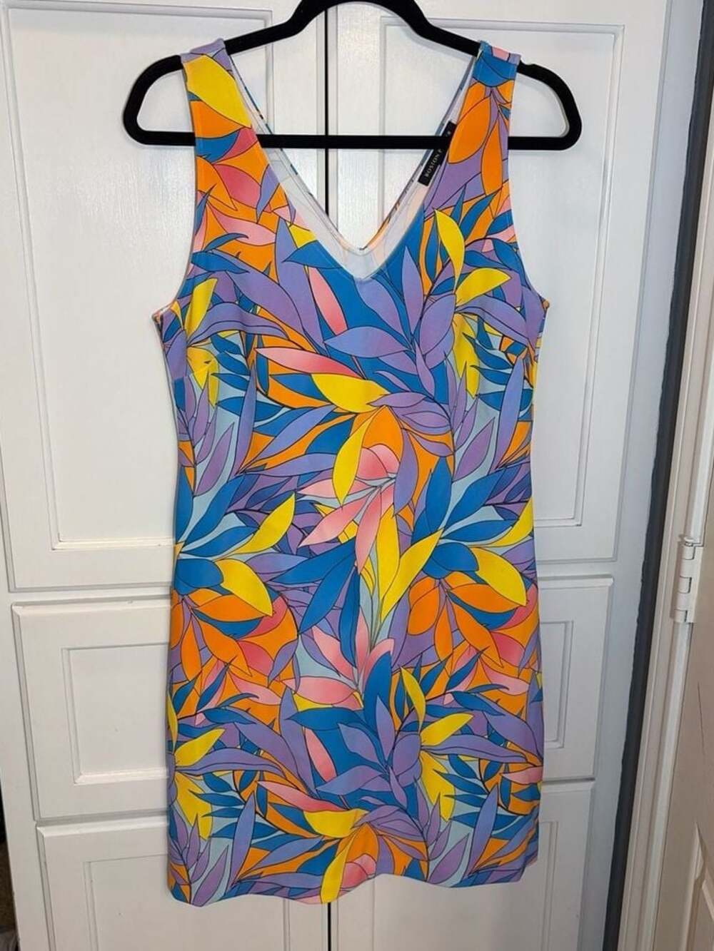 Boston Proper Travel Bright Floral Print V-Neck Short Dress Rainforest Escape M